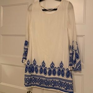 White Dress with Blue pattern